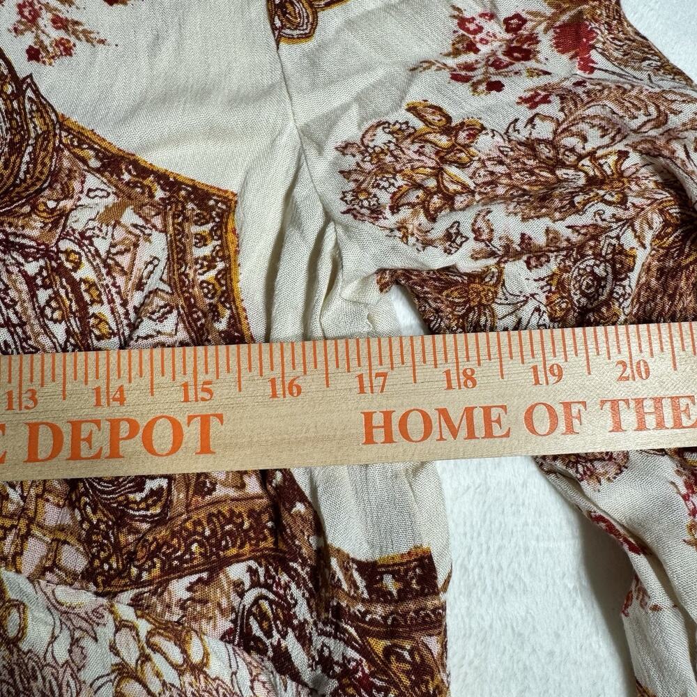 Free People Boho Paisley Tunic Top Womens Small Long Sleeve Tie Neck Babydoll - Picture 6 of 7